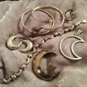 Sterling Silver Moon & Stars Mixed Jewelry Lot